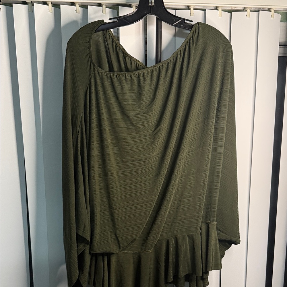 Olive Green Short Sleeve Women's Top free ribbed wide sleeve top olive